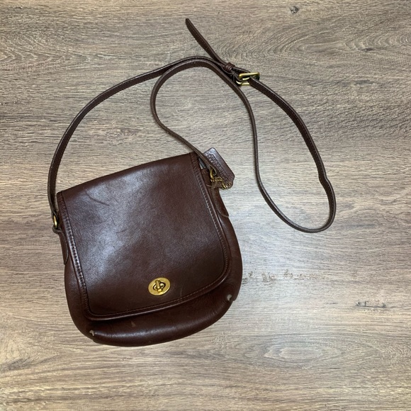 Coach Handbags - Coach 9076 Brown Gold Leather Cross Body Bag